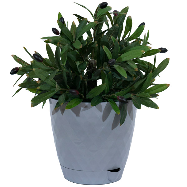 Кашпо Румба 3л серый шелк с прик. под. /24шт/ДТ