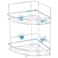 Полка для ванной угловая Бриллиант 2-х ярусная  на присосках 24,5*24,5*38см хром 310795 Полка для ванной угловая Бриллиант 2-х ярусная  на присосках 24,5*24,5*38см хром 310795