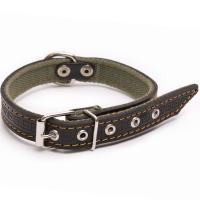 Ошейник кожа+брезент 35мм 2-х слойный Н/У 60-65см/41011