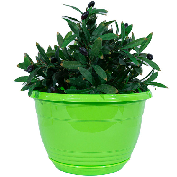 Цветочный горшок Глория 5,6л зеленый с прикрепленным поддоном