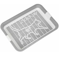 Туалет д/кошек Zoo-M большой с сеткой 40*26*6,5см св-серый/2915/Дарэлл