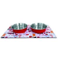 Магнитный коврик 30,5*22,8см с мисками "ВЕСЕЛЫЕ ЖИВОТНЫЕ" 280 мл/