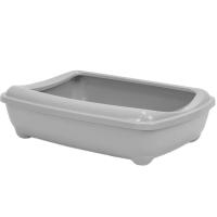 Туалет для кошек Zoo-M глубокий большой под наполнитель серый 50*38*13см