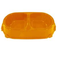 Миска двойная пластик д/кошек 0,45л нескользящая оранжевая/FG17911/Гризли