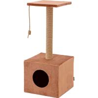 Когтеточка КУБ столбик с площадкой джут 35х35х85см 7 КД-13 коричневый
