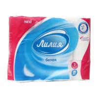 Туалетная бумага 2 слоя Лилия 12 рулонов белый 