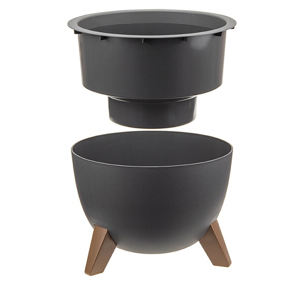 Кашпо ФЛОРИАН D250 4,2л белый ротанг с вставкой М3186 /5шт/М-пласт 