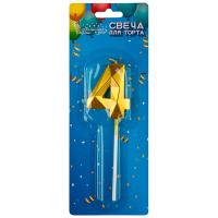 Свеча для торта цифра "4" золотой 107261 /шт/Волшебная страна 