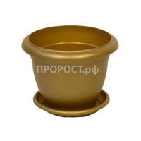 Цветочный горшок Терра 4л золотой с поддоном