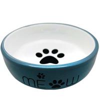 Миска керамика с лапкой кошки синяя 13,4*13,4*4см 320мл/МКР2104/Евро