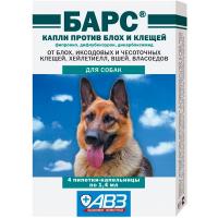 Капли Барс классик 4 дозы д/собак п/блох и п/клещей (4пип*1,4мл)/10шт/100штAB1793