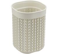 Стакан для зубной щетки и пасты ВЯЗАНИЕ белый ротанг М2237 