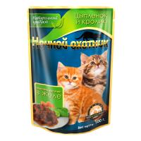 Корм для котят Ночной охотник 100г ЖЕЛЕ цыпленок/кролик