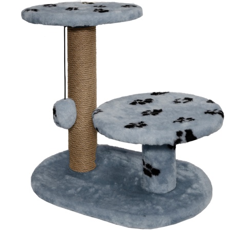 Когтеточка с двумя полками круг джут серый с игрушкой 37*57*55см/DONBARON