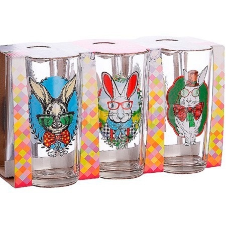 Набор стаканов Зайцы пижоны (6шт) 230мл/146-Д 