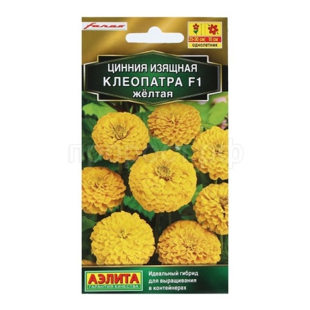 Цинния Клеопатра F1 желтая 