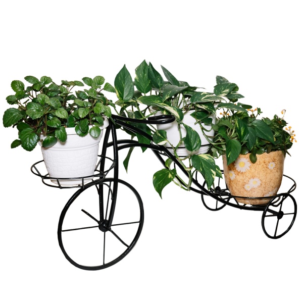 Подставка садовый декор ВЕЛОСИПЕД 3 горшка черный РЗДИ/1шт