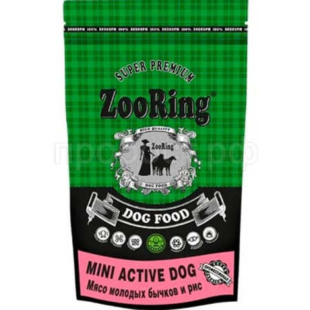 Корм для собак ZooRing Mini Active мясо молодых бычков для активных собак мелких и средних пород 0,7кг