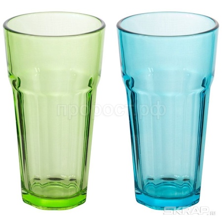 Стакан стеклянный 355мл бирюзовый/зеленый/48шт/007278/Mallony