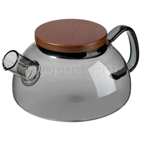 Чайник заварочный Aroma di Fiore 0,6л стеклянный с деревянной крышкой 910145 /12шт/Leonord