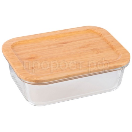 Контейнер Bambu 1л жаропр стекла крышка бамбук 108126 /24шт/ Leonord