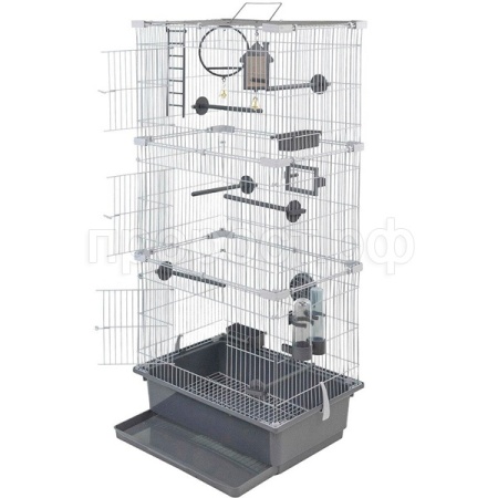 Клетка д/птиц ТУТТИ-3 ECO 42*30*94см (укомплект) серая/46222/Дарэлл