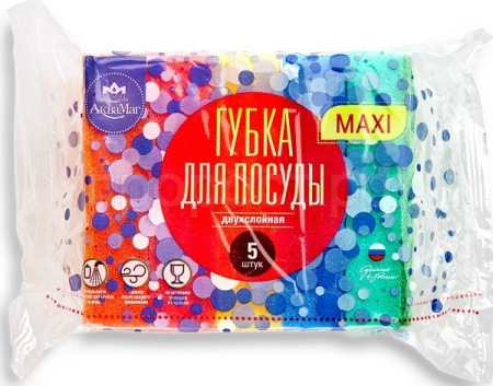 Губка д/посуды (5шт набор) ГП-004 /36шт/ АкваМаг