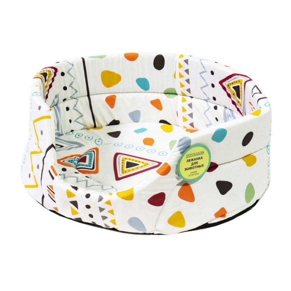 Лежанка овальная стеганая поролоновая хлопок Геометрия МИКС 42*34*18см/DONBARON