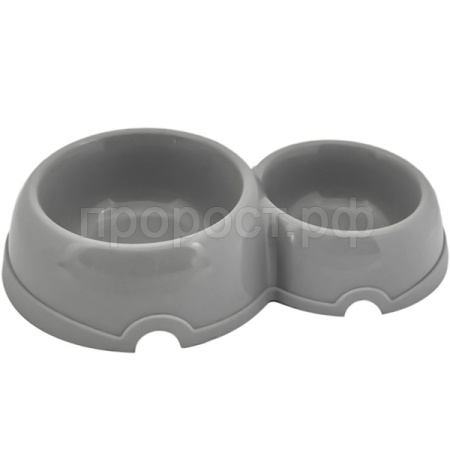 Миска двойная пластик д/кошек и собак100мл/200мл серый/2310/Дарэлл