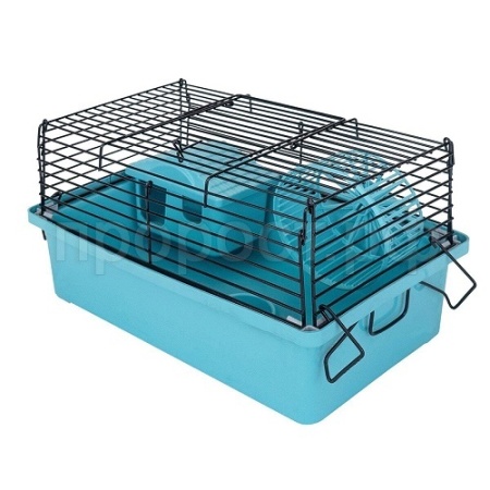 Клетка д/грыз Дарэлл ЭКО МИНИ 28*17*h18см (домик,миска,колесо) бирюзовая/40192бирюз-черн/Дарэлл