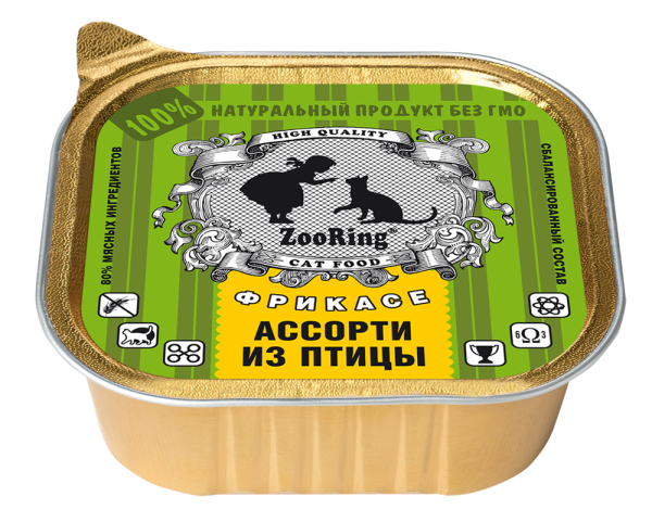 Корм для кошек ZooRing паштет Ассорти из птицы ж/б 100г