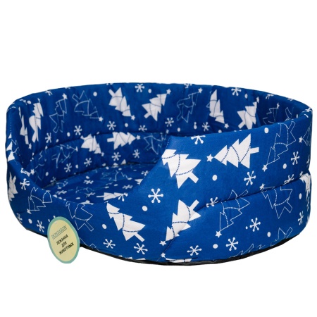 Лежанка овальная стеганая поролоновая хлопок Рождество 52*46*20см/DONBARON