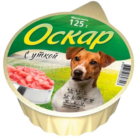 Собаки Оскар Утка 125г 16шт ж/б /1208/ЧЗ