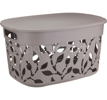 Коробка для хранения ФЛОРА 12л французский серый с крышкой М2363