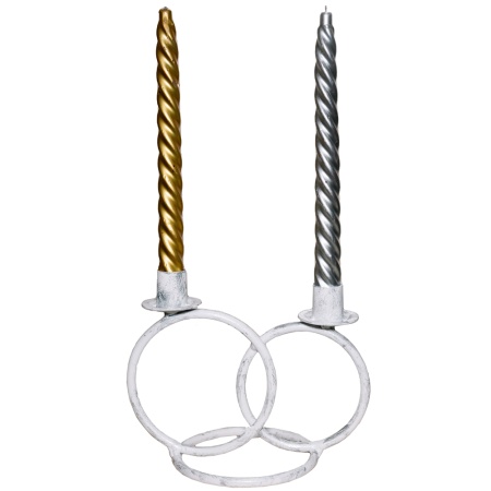 ДЕКОР Подсвечник Кольцо 2 свечи бел серебро РЗДИ/1шт