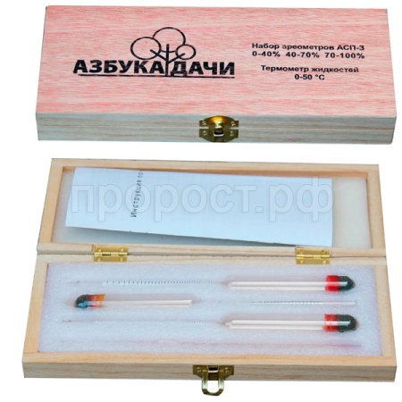Набор Азбука Дачи (ареометры 40% 70% 100% +термометр 0-50 ) КА-А-01 /10шт/100шт/В