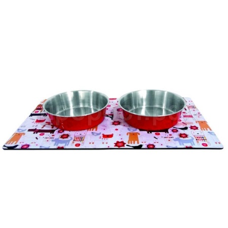 Магнитный коврик 30,5*22,8см с мисками "ВЕСЕЛЫЕ ЖИВОТНЫЕ" 280 мл/