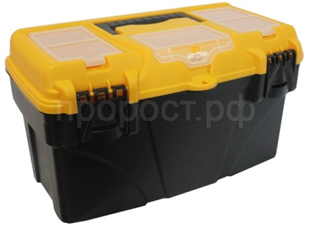 Ящик для инструментов ТИТАН 21 (с секциям) желтый с черным М2937