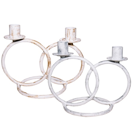 ДЕКОР Подсвечник Кольцо 2 свечи бел золото РЗДИ/1шт